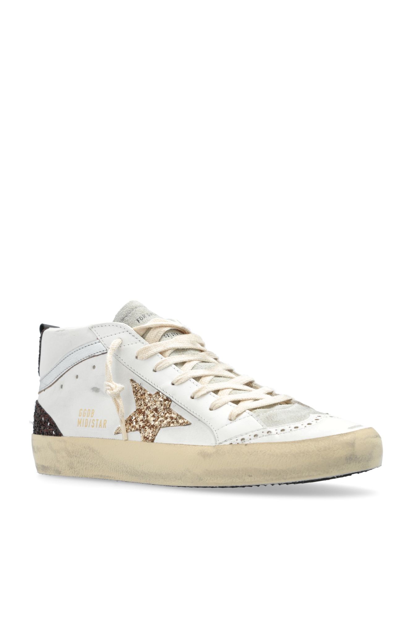 スニーカー Golden  Mid Star Classic Suede Sneakers GOLDEN GOOSE Mid Star distressed suede-trimmed leather